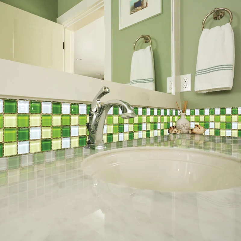 Azulejo de mosaico de PVC resistente al agua, protector contra salpicaduras para cocina y baño Amarillo Clearhalo