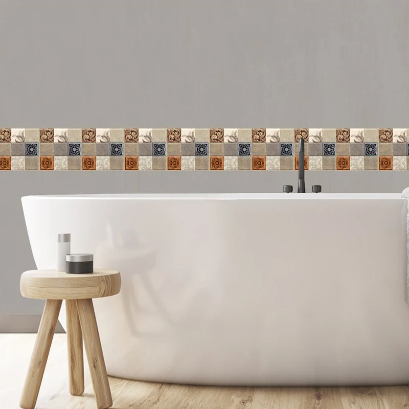 Azulejo de mosaico de PVC resistente al agua, protector contra salpicaduras para cocina y baño Amarillo Clearhalo