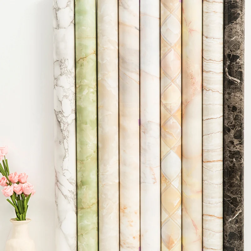 Azulejo para salpicaduras de baño con estampado de mármol, resistente al agua, contemporáneo, despegable y pegado Gris Cle...