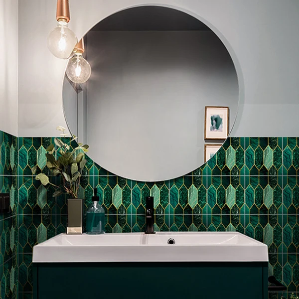 Azulejo para salpicaduras de polígono, mosaico de PVC para pelar y pegar, para cocina Clearhalo