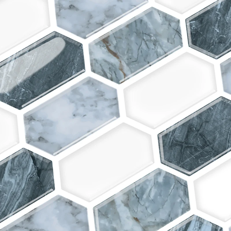 Azulejo para salpicaduras Polygon Peel and Stick PVC 12" X 12" Azulejo para cocina Clearhalo