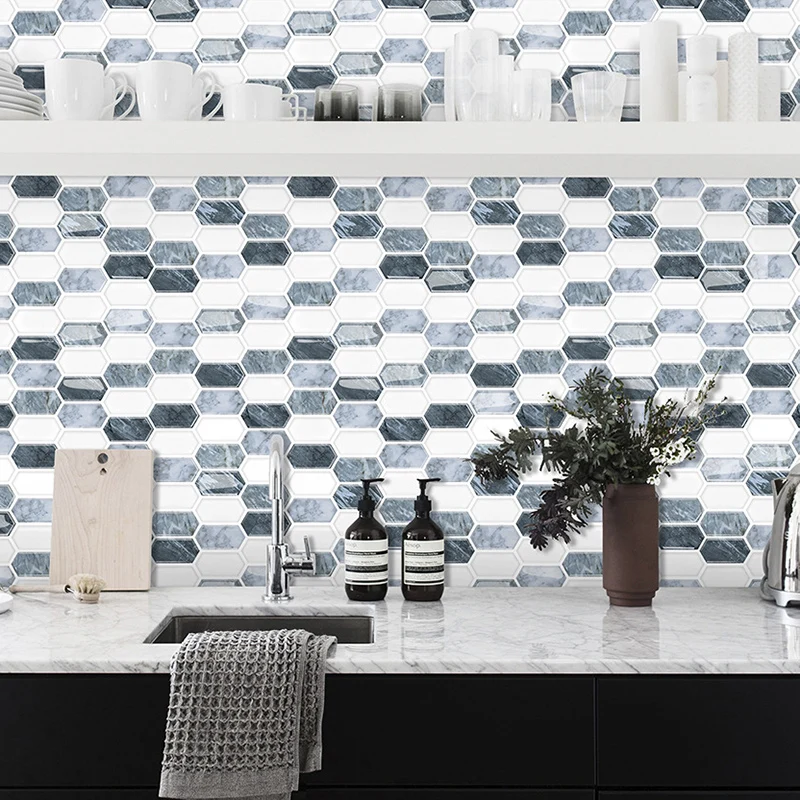 Azulejo para salpicaduras Polygon Peel and Stick PVC 12" X 12" Azulejo para cocina Clearhalo