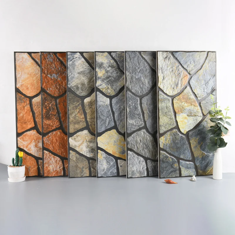 Azulejo de pared al aire libre Rectángulo Azulejo de pared de piedra apilada con borde recto Amarillo Clearhalo