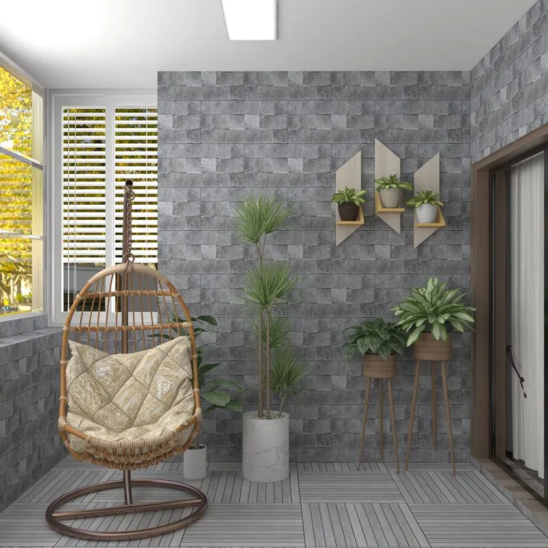 Azulejo de pared de cerámica rectangular con borde recto, azulejo de pared para piso al aire libre Amarillo Clearhalo