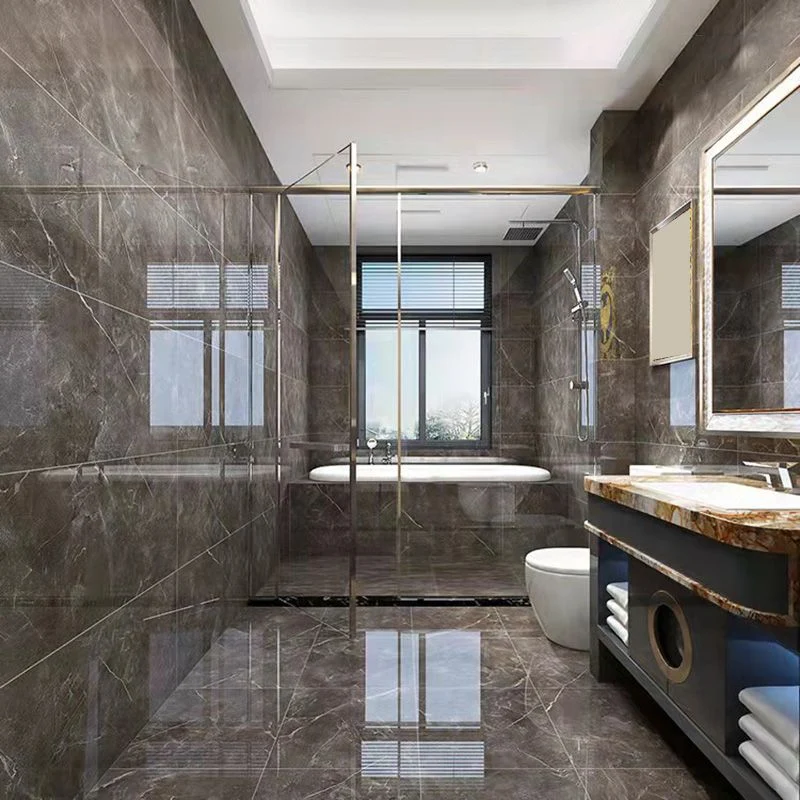 Azulejo de pared para piso de baño, azulejo de pared interior rectangular con estampado de mármol Blanco Clearhalo