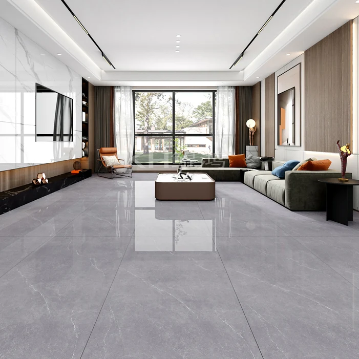 Azulejo de pared y piso de mármol con espejos Sin patrón Azulejo singular Gris Clearhalo