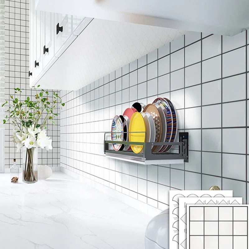 Azulejo de pared de plástico para pelar y pegar, protector contra salpicaduras cuadrado 3D para pelar y pegar Blanco Clear...