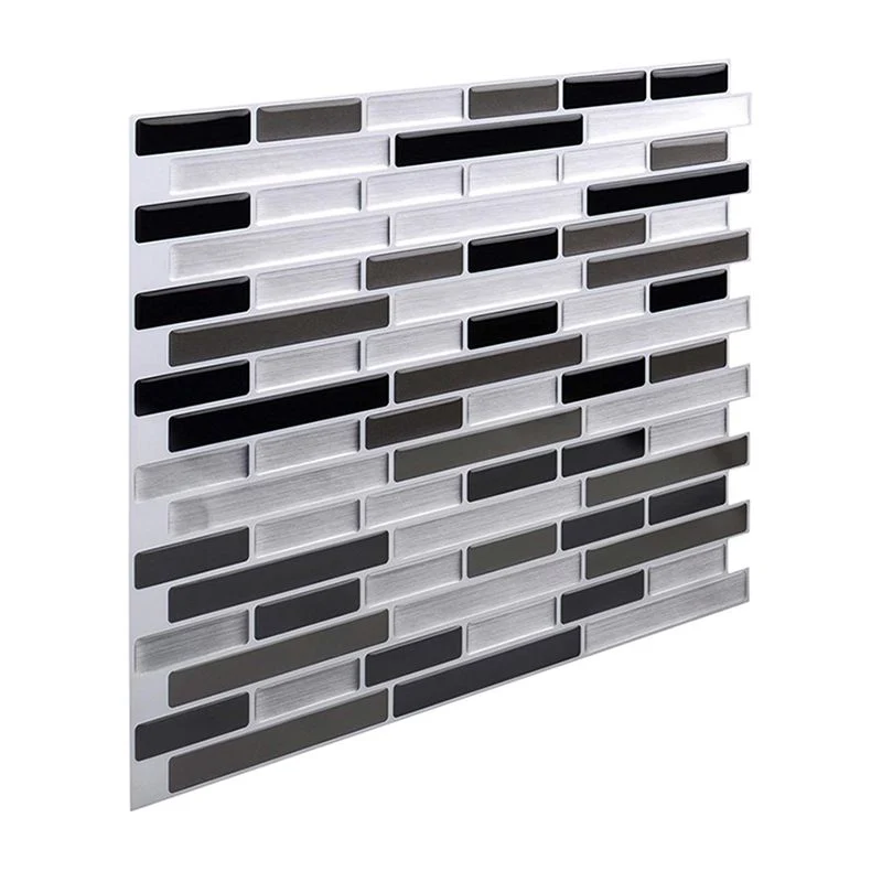 Azulejo de pared de PVC rectangular para pelar y pegar, azulejo de pared tipo metro para cocina Gris Clearhalo