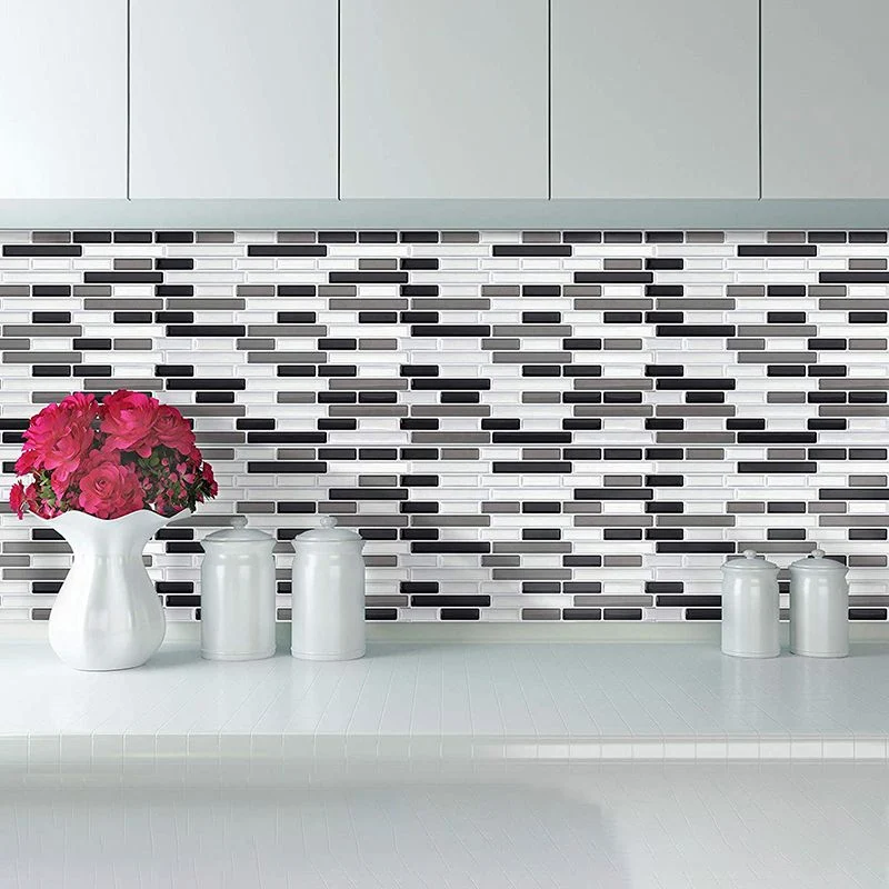 Azulejo de pared de PVC rectangular para pelar y pegar, azulejo de pared tipo metro para cocina Gris Clearhalo