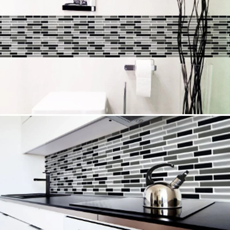 Azulejo de pared de PVC rectangular para pelar y pegar, azulejo de pared tipo metro para cocina Gris Clearhalo