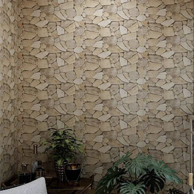 Azulejo de pared rectangular Azulejo de pared de diseño de piedra apilada con borde recto Gris Clearhalo