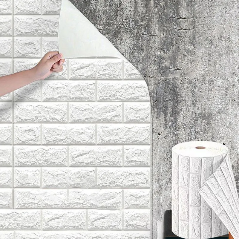 Azulejo de pared resistente al agua, moderno, para pelar y pegar, para dormitorio, sala de estar Blanco Clearhalo