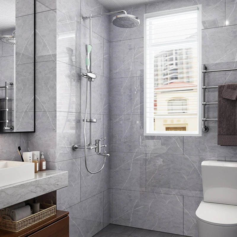Azulejo protector contra salpicaduras impermeable de un solo azulejo moderno para baño Gris Clearhalo
