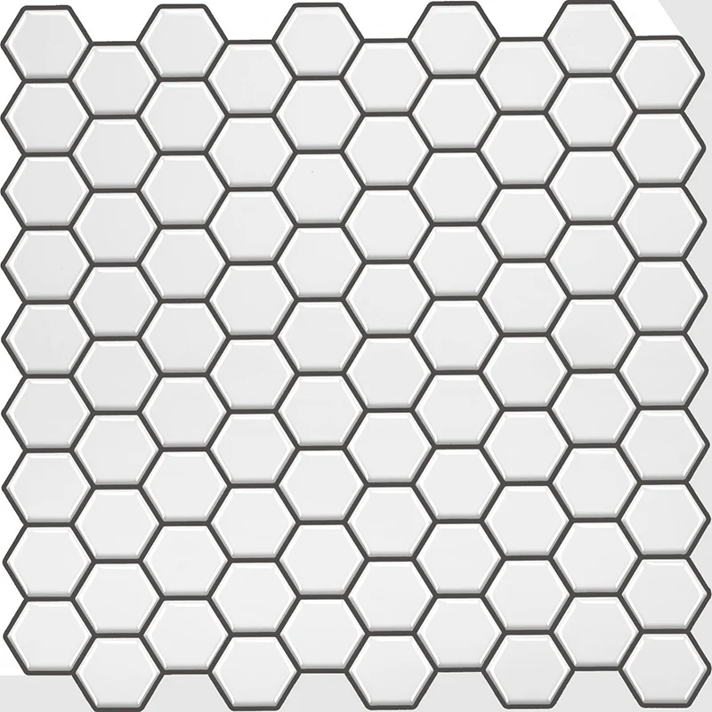 Azulejo protector contra salpicaduras de metal poligonal para pelar y pegar, azulejo de PVC para cocina Azul Clearhalo