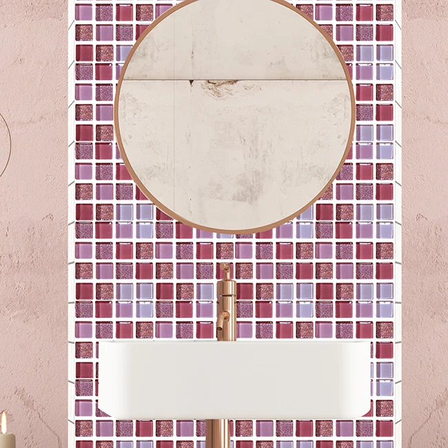Azulejo protector contra salpicaduras moderno, azulejo de pared liso para baño Purpura Clearhalo