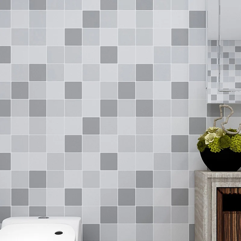 Azulejo protector contra salpicaduras moderno, despegable y pegado, de rejilla de plástico, para ducha Gris Clearhalo