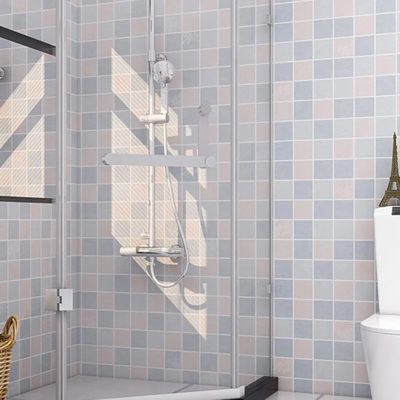 Azulejo protector contra salpicaduras moderno, despegable y pegado, de rejilla de plástico, para ducha Gris Clearhalo