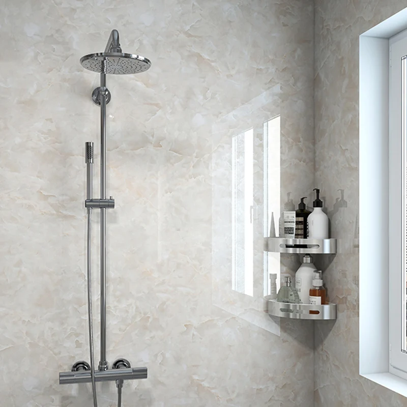 Azulejo protector contra salpicaduras de pelar y pegar de un solo azulejo moderno e impermeable para baño Blanco Clearhalo