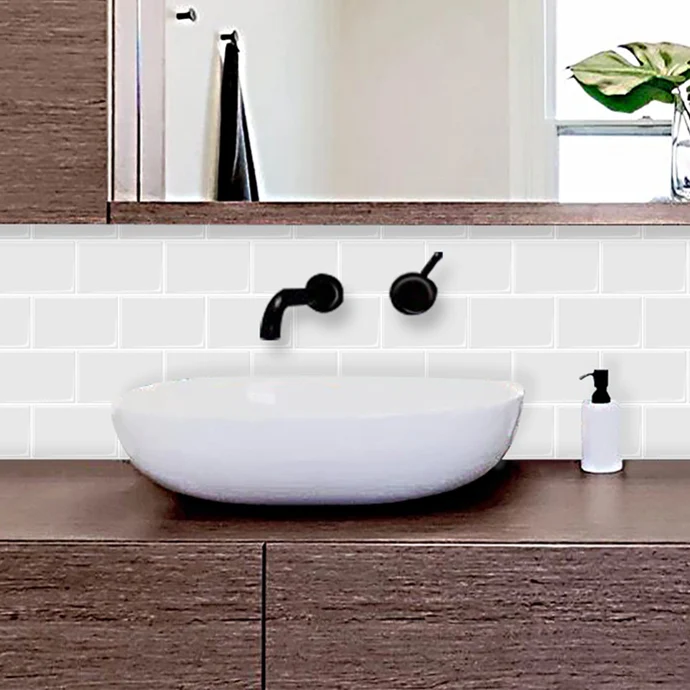 Azulejo rectangular moderno de PVC para despegar y pegar, para pared, para despegar y pegar Gris Clearhalo