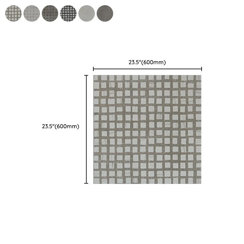 Azulejo singular cuadrado de material mixto en gris de 24" x 24" para piso interior Gris Clearhalo