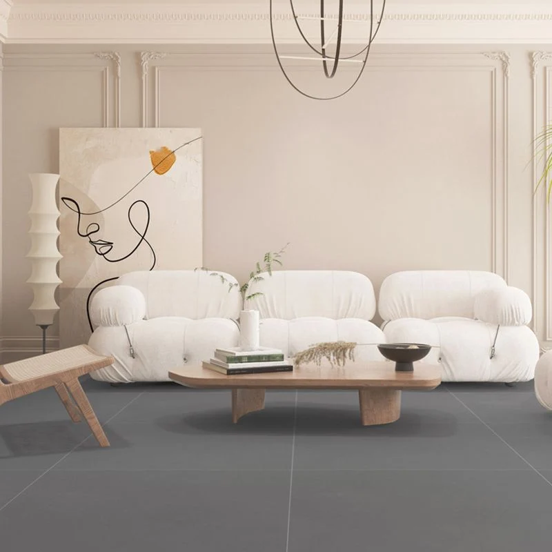 Azulejo singular mate de cerámica rectangular, sin patrón, piso de baño Gris Clearhalo