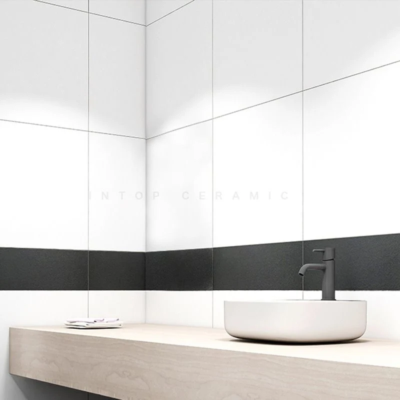 Azulejo singular de porcelana White Square, sin patrón, para pared y suelo Clearhalo