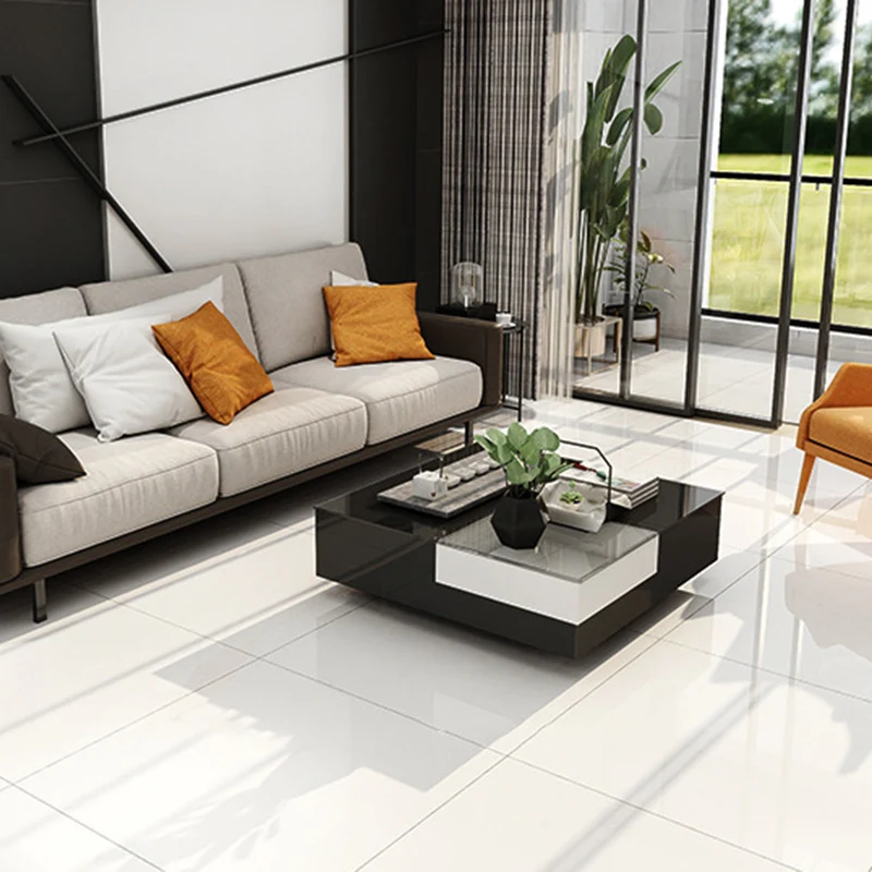 Azulejo singular de porcelana White Square, sin patrón, para pared y suelo Clearhalo