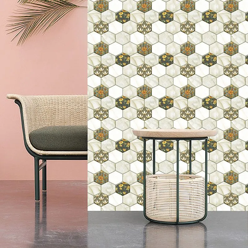 Azulejos para despegar y pegar, plástico hexagonal, impermeable, para ducha, paquete de 2 Verde Clearhalo