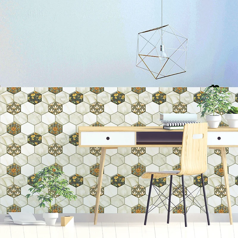 Azulejos para despegar y pegar, plástico hexagonal, impermeable, para ducha, paquete de 2 Verde Clearhalo