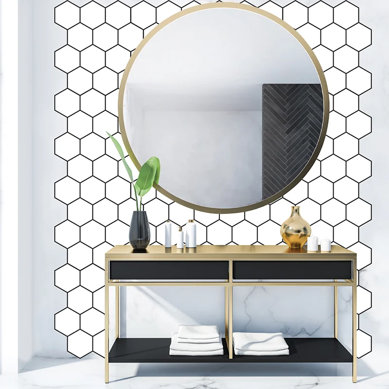 Azulejos para despegar y pegar, plástico hexagonal, impermeable, para ducha, paquete de 2 Verde Clearhalo