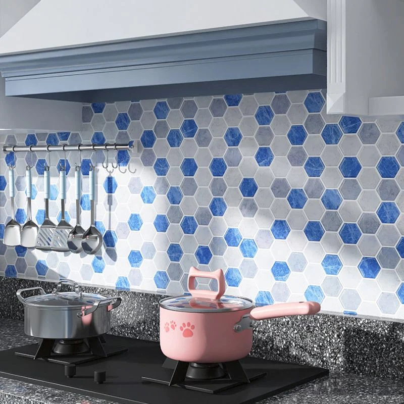 Azulejos de pelar y pegar, azulejo de mosaico hexagonal impermeable de PVC para ducha Gris Clearhalo