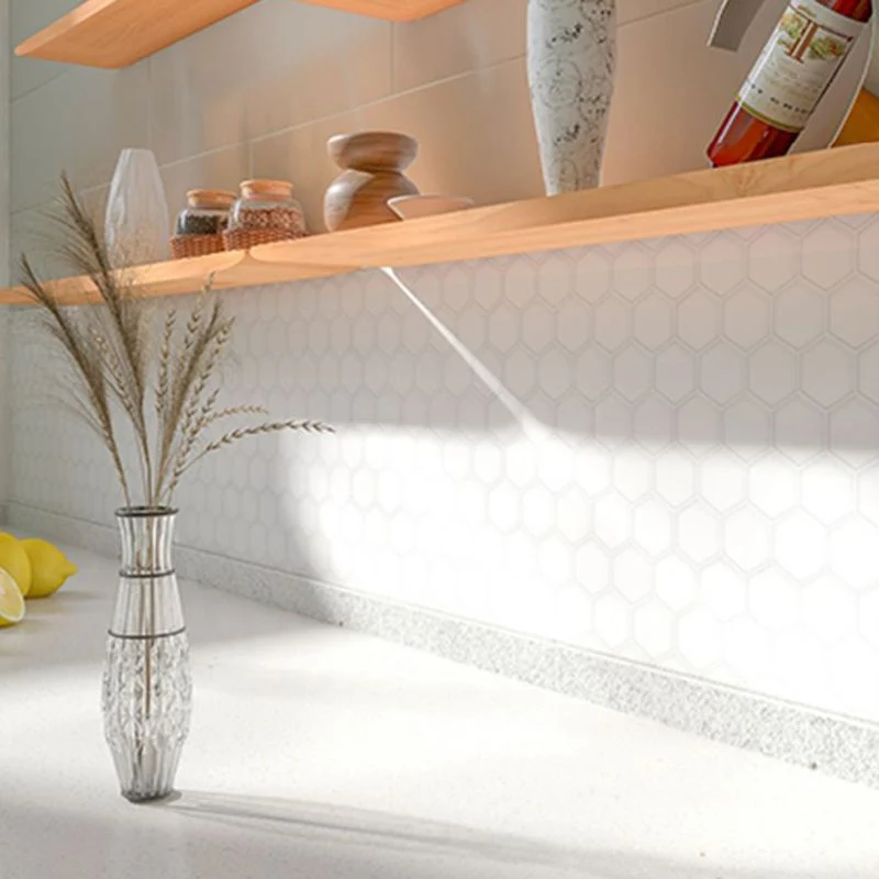 Azulejos de pelar y pegar, azulejo de mosaico hexagonal impermeable de PVC para ducha Gris Clearhalo