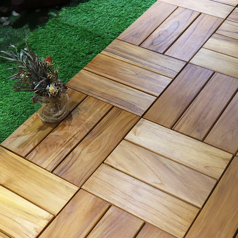 Azulejos de suelo de patio entrelazados, azulejos de suelo de patio de madera maciza para exteriores Clearhalo