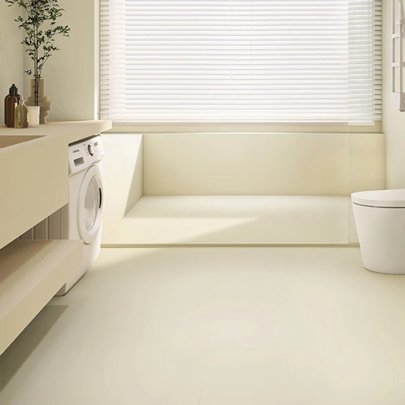 Baldosa de borde recto mate de cemento singular rectangular de tono beige Blanco Clearhalo
