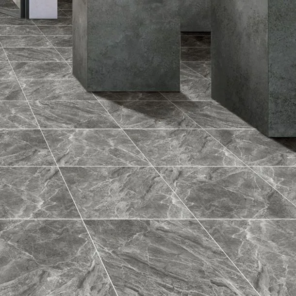 Baldosa de estilo moderno con borde recto, baldosa de aspecto de piedra rectangular Gris Clearhalo