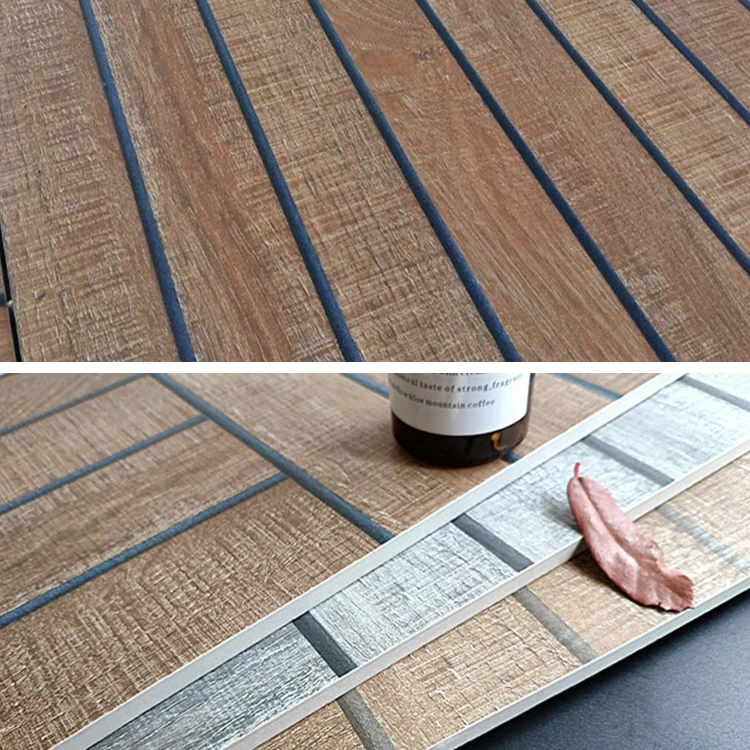 Baldosa de estilo moderno con borde recto y efecto madera rectangular Marron Clearhalo