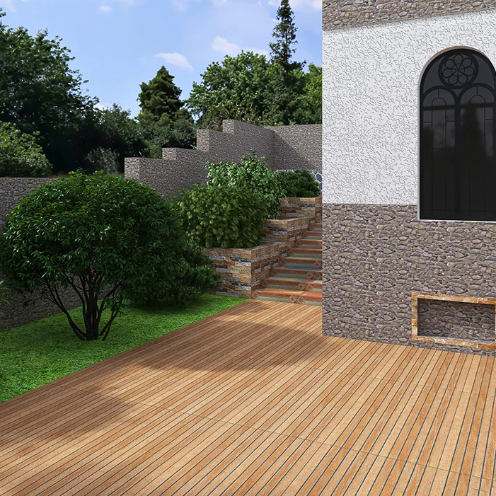 Baldosa de estilo moderno con borde recto y efecto madera rectangular Marron Clearhalo