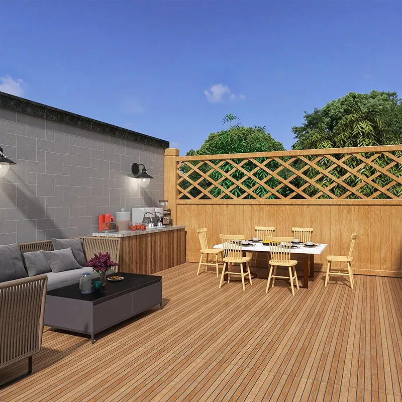 Baldosa de estilo moderno con borde recto y efecto madera rectangular Marron Clearhalo