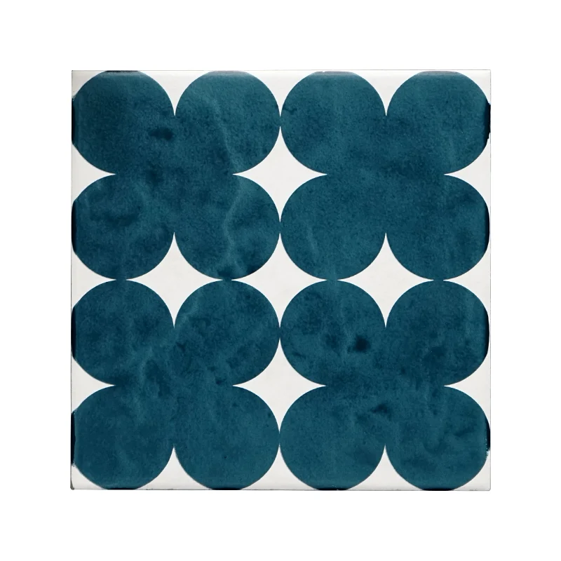 Baldosa de estilo moderno con estampado floral, baldosa impermeable cuadrada con borde recto Azul Clearhalo