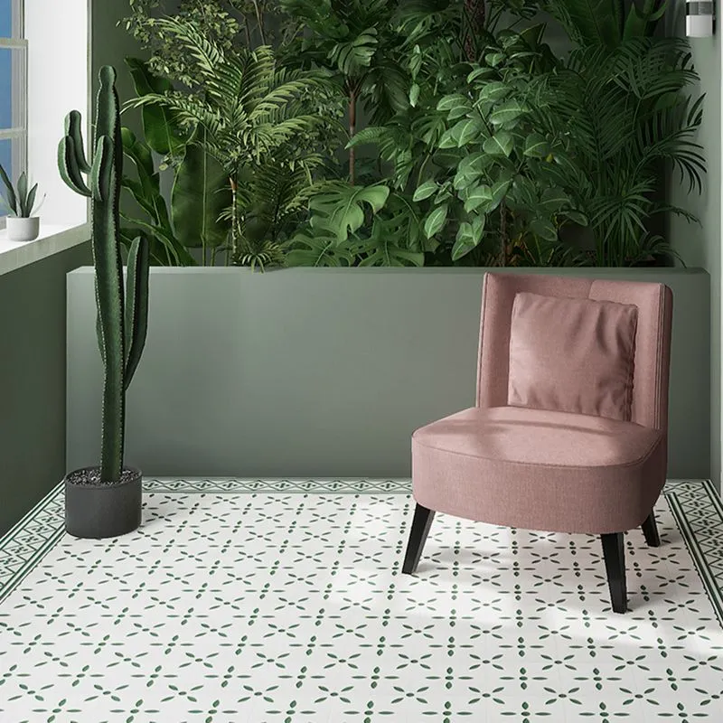 Baldosa de estilo moderno con estampado marroquí, baldosa impermeable cuadrada con borde recto Verde Clearhalo