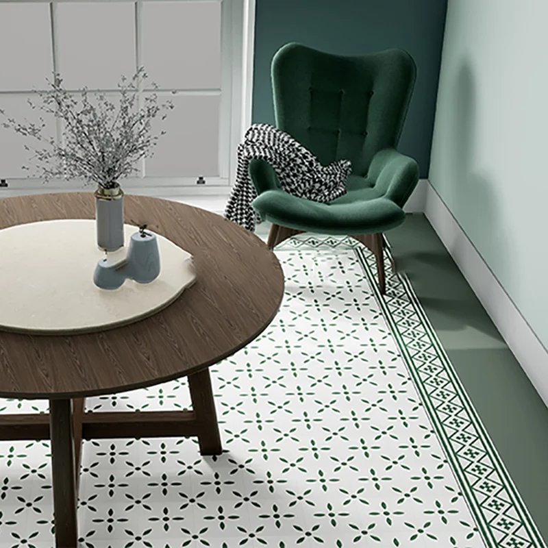Baldosa de estilo moderno con estampado marroquí, baldosa impermeable cuadrada con borde recto Verde Clearhalo