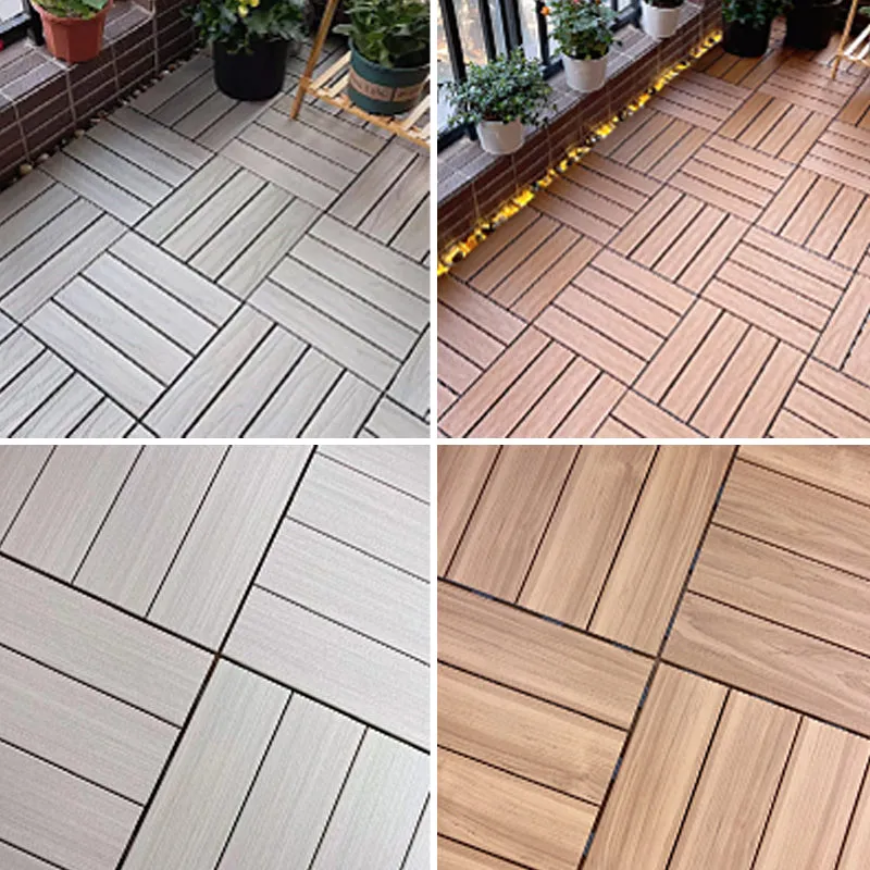 Baldosa lisa resistente al agua con piso de madera de ingenierí cuadrada para jardín y patio Gris Clearhalo