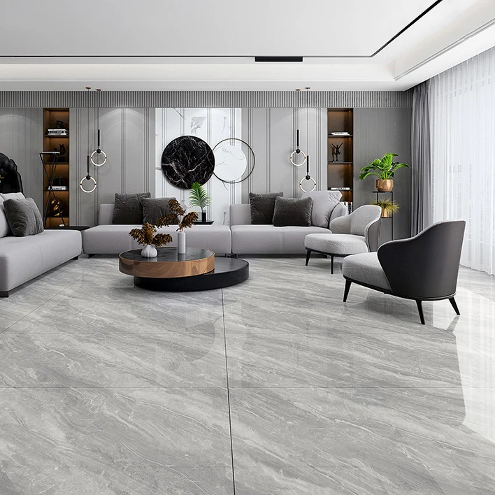 Baldosa de piso con estampado de mármol, baldosas rectangulares de porcelana para sala de estar Beis Clearhalo