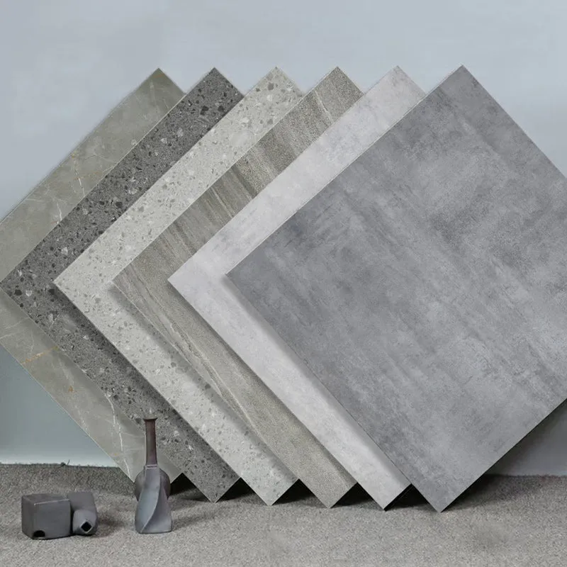 Baldosa de piso Cuadrada Resistente rayones Cerámica Impresión de mármol Baldosa de materia antideslizante Gris Clearhalo