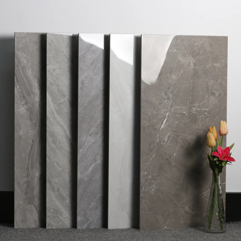 Baldosa rectangular de borde recto con apariencia de mármol de mosaico singular gris Marmol Clearhalo