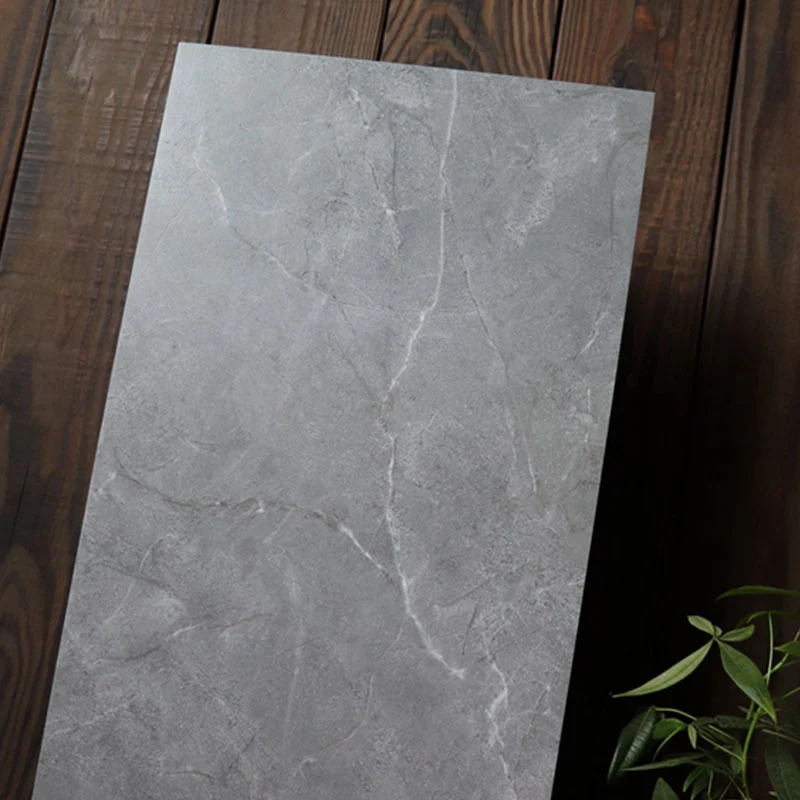 Baldosa rectangular de borde recto con apariencia de mármol singular mate gris Topo Clearhalo