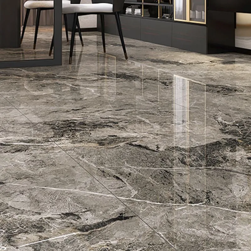 Baldosa rectangular de diseño pulido con borde recto para sala de estar Marron Clearhalo