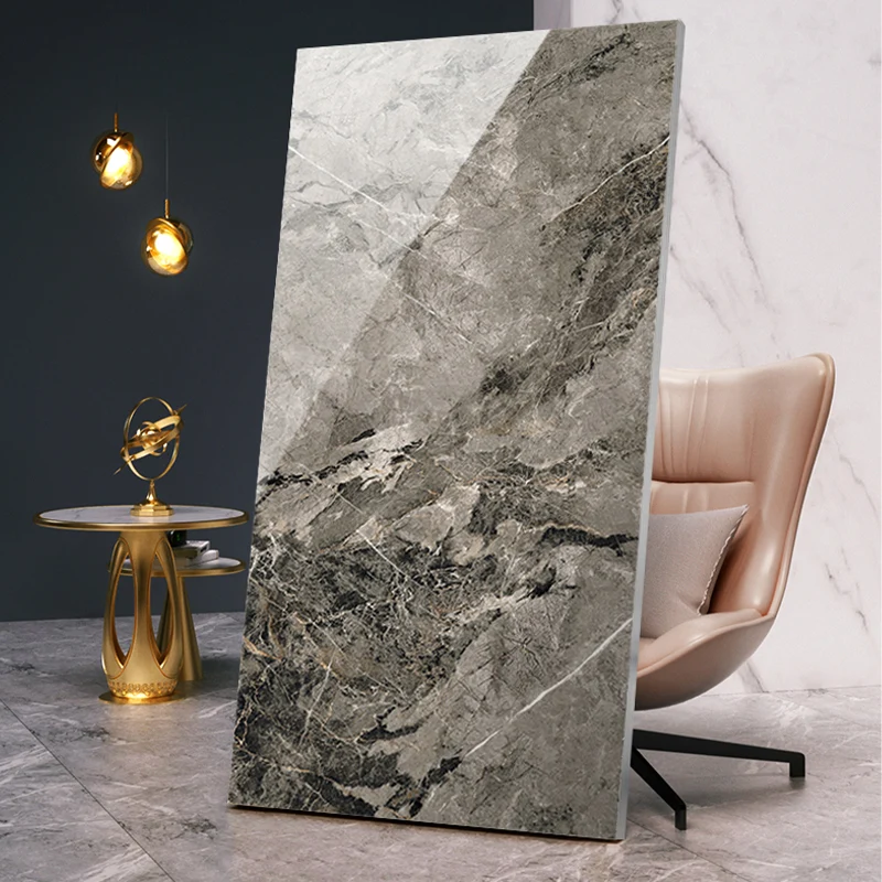 Baldosa rectangular de diseño pulido con borde recto para sala de estar Marron Clearhalo