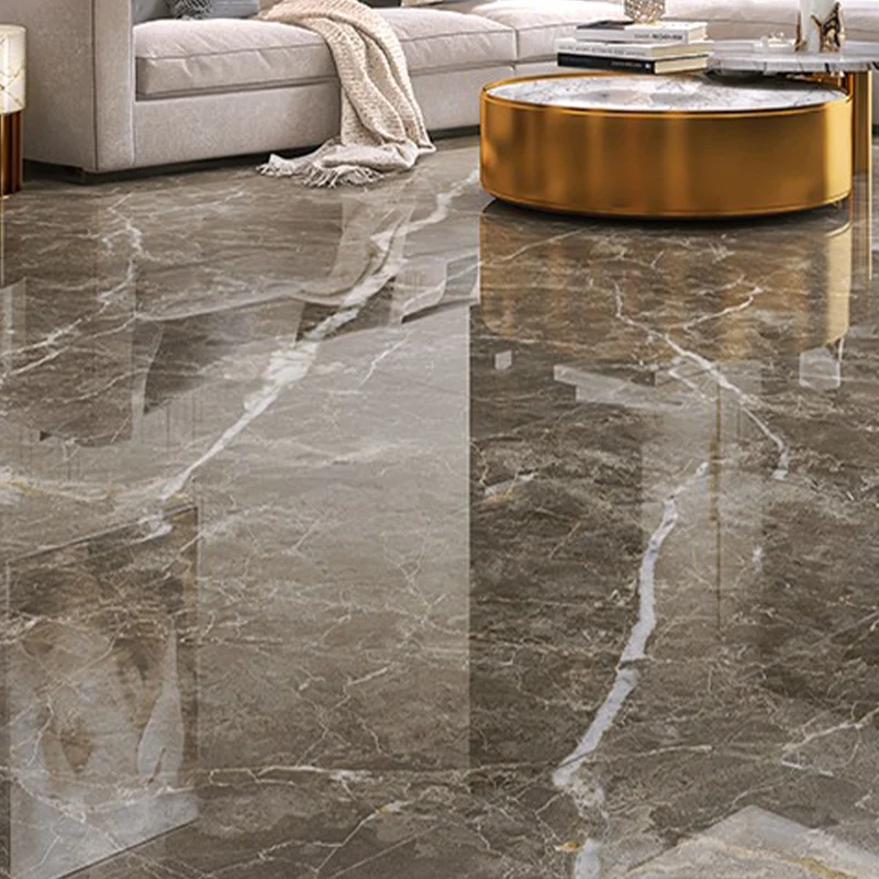 Baldosa rectangular de diseño pulido con borde recto para sala de estar Marron Clearhalo