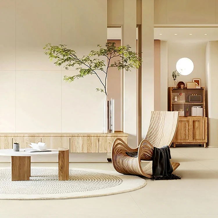 Baldosa rectangular de estilo moderno Baldosa de borde recto resistente arañazos Beis Clearhalo